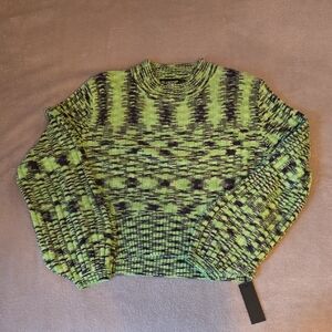 Blank NYC Lime Green and Black Knit Sweater Sz Small NWT